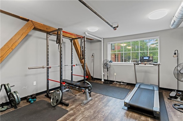 622 Gross St Unit 104, Bloomfield, PA 15224 - workout room with wood finished floors and baseboards