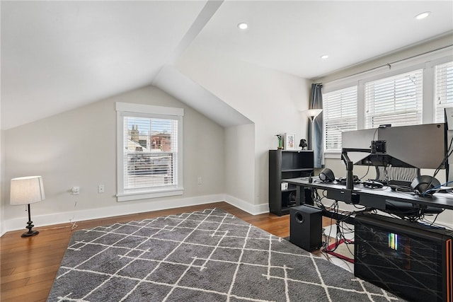 914 James St, East Allegheny, PA 15212 - office space featuring healthy amount of natural light, wood finished floors, baseboards, lofted ceiling, and recessed lighting