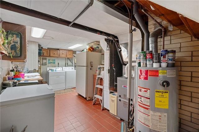 407 Neola Cir, Ross Twp, PA 15237 - basement with gas water heater, separate washer and dryer, freestanding refrigerator, fridge, and tile patterned floors