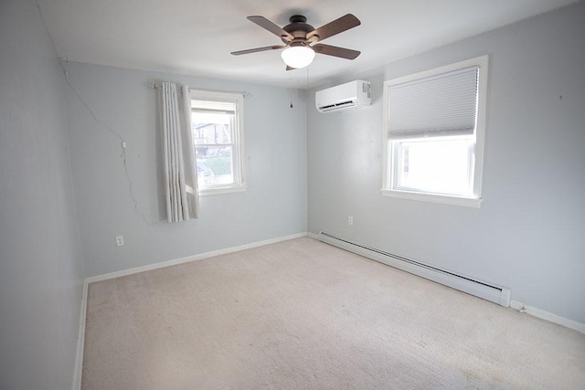 79936 Grandview Ave, City Of Greensburg, PA 15601 - spare room featuring a baseboard radiator, a wall mounted AC, plenty of natural light, and ceiling fan