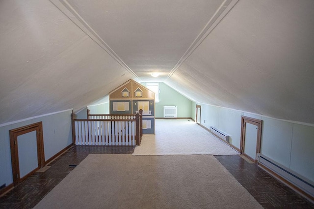 79936 Grandview Ave, City Of Greensburg, PA 15601 - bonus room with a baseboard heating unit, lofted ceiling, and carpet floors