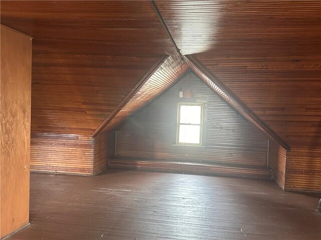150 Euclid Ave, Sharon, PA 16146 - bonus room with wooden ceiling, wood-type flooring, vaulted ceiling, and wood walls