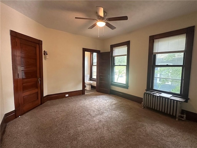 150 Euclid Ave, Sharon, PA 16146 - empty room featuring radiator, carpet flooring, and a ceiling fan