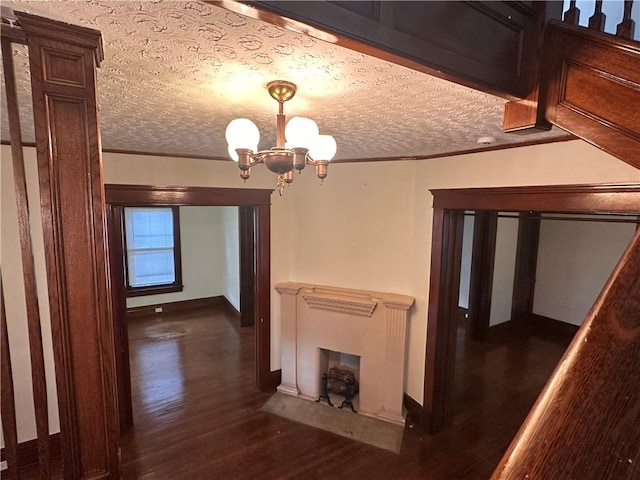 150 Euclid Ave, Sharon, PA 16146 - hallway featuring dark wood-type flooring, a chandelier, and crown molding