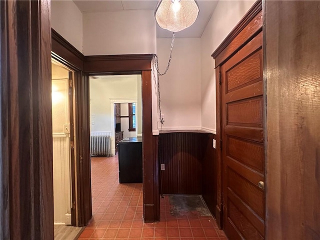 150 Euclid Ave, Sharon, PA 16146 - hall with wainscoting, radiator heating unit, and tile patterned floors