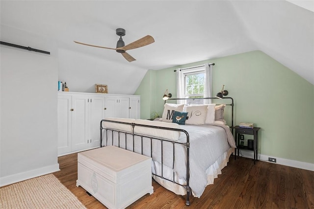 1437 Browning Rd, Highland Park, PA 15206 - bedroom with vaulted ceiling, wood finished floors, baseboards, and ceiling fan