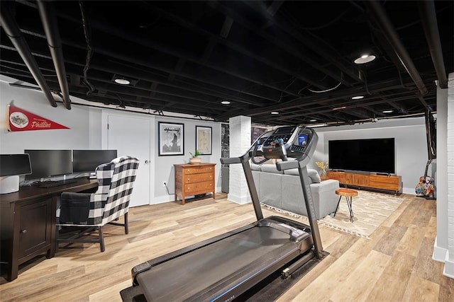 1437 Browning Rd, Highland Park, PA 15206 - exercise area with light wood-style flooring