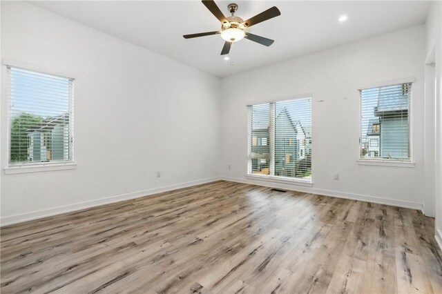 5523 Butler St, Lawrenceville, PA 15201 - unfurnished room featuring light wood-style flooring, a ceiling fan, baseboards, and recessed lighting