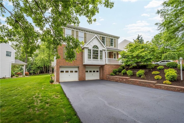 5743 Villahaven Dr, Bethel Park, PA 15236 - view of front of house with driveway, a garage, brick siding, and a front yard