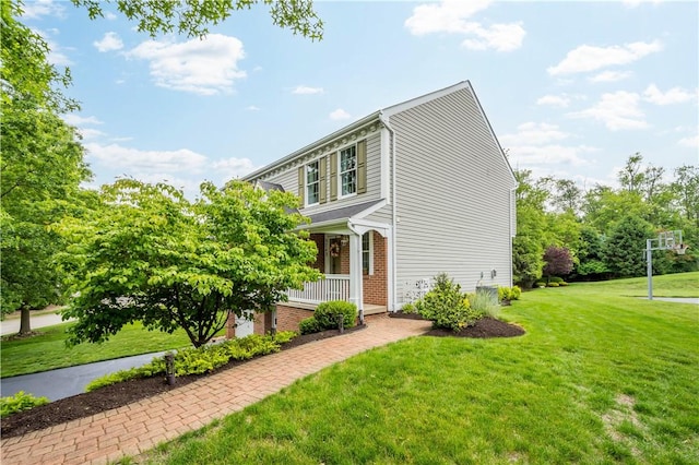 5743 Villahaven Dr, Bethel Park, PA 15236 - view of front of home featuring a front yard, covered porch, and brick siding