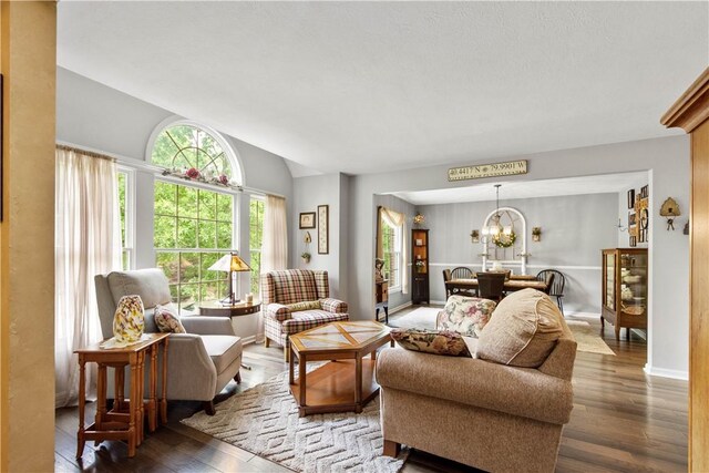 5743 Villahaven Dr, Bethel Park, PA 15236 - living room with wood-type flooring and a chandelier