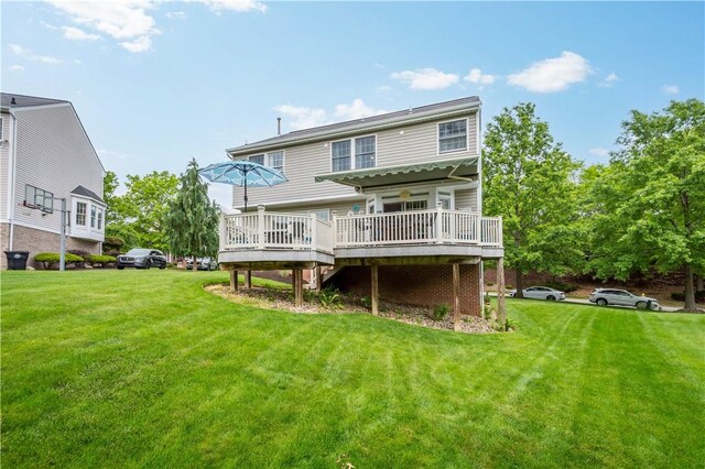 5743 Villahaven Dr, Bethel Park, PA 15236 - back of house with a wooden deck and a yard