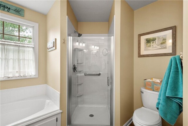 5743 Villahaven Dr, Bethel Park, PA 15236 - bathroom with a stall shower, a garden tub, and toilet