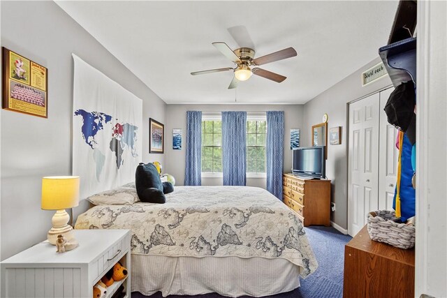 5743 Villahaven Dr, Bethel Park, PA 15236 - carpeted bedroom featuring ceiling fan, a closet, and baseboards