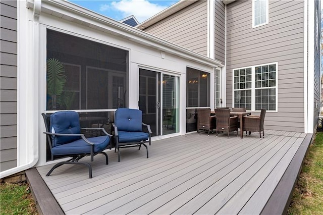 2008 Ashton Row, South Fayette, PA 15017 - wooden terrace with outdoor dining area and a sunroom