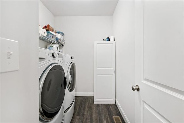2008 Ashton Row, South Fayette, PA 15017 - laundry room with washing machine and dryer, dark wood-style flooring, and baseboards