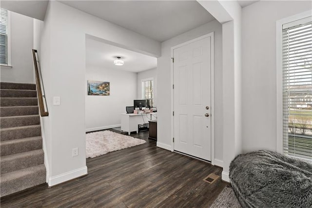 2008 Ashton Row, South Fayette, PA 15017 - foyer with dark wood-style floors, baseboards, and stairway