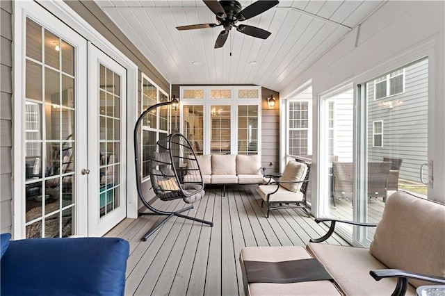 2008 Ashton Row, South Fayette, PA 15017 - sunroom / solarium with a ceiling fan, outdoor lounge area, and french doors