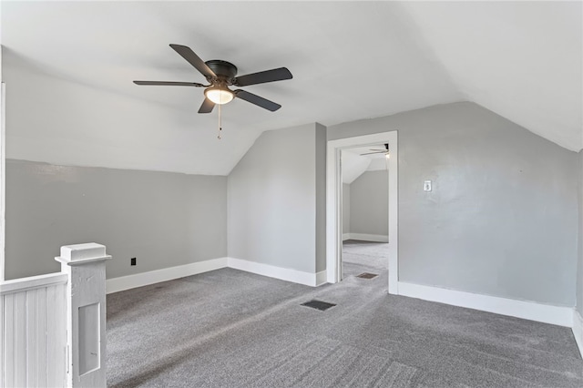 1222 Forest Ave, New Kensington, PA 15068 - additional living space featuring ceiling fan, lofted ceiling, carpet flooring, and baseboards