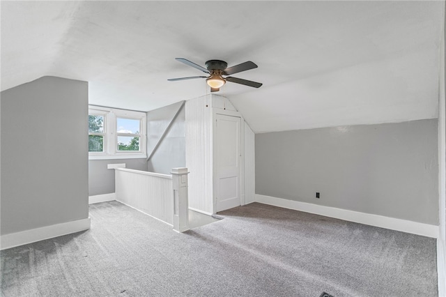 1222 Forest Ave, New Kensington, PA 15068 - additional living space with lofted ceiling, a ceiling fan, carpet floors, and baseboards