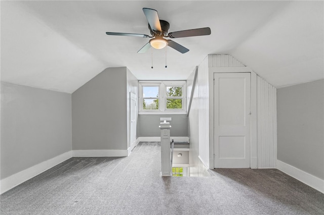 1222 Forest Ave, New Kensington, PA 15068 - additional living space featuring vaulted ceiling, carpet flooring, baseboards, and ceiling fan