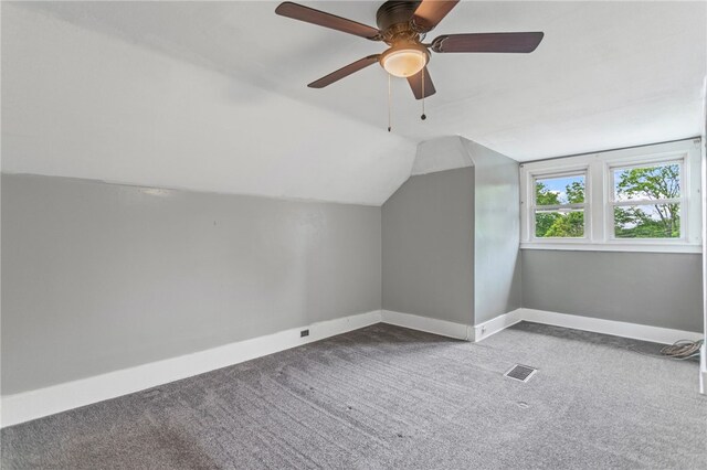 1222 Forest Ave, New Kensington, PA 15068 - additional living space featuring carpet, vaulted ceiling, baseboards, and ceiling fan