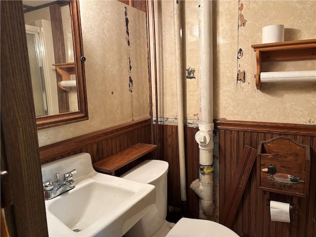 1877 Main St, Arona, PA 15617 - bathroom with wainscoting, a sink, and toilet