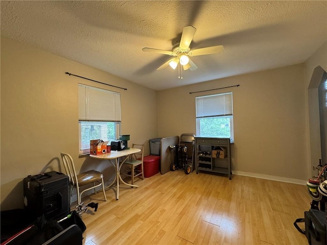 1022-1024 S Trenton Ave, Regent Square, PA 15221 - home office with wood finished floors, ceiling fan, a textured ceiling, and baseboards