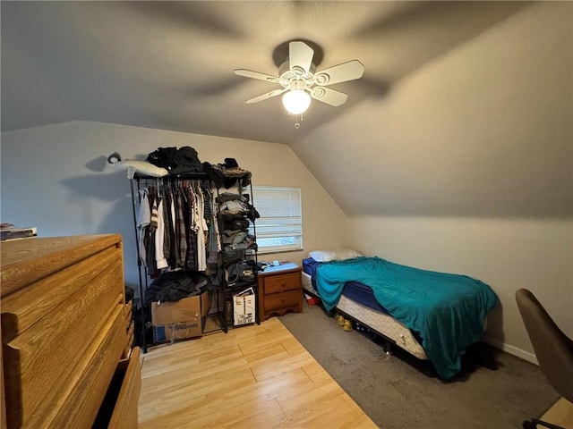 1022-1024 S Trenton Ave, Regent Square, PA 15221 - bedroom with vaulted ceiling, light wood-style floors, and a ceiling fan