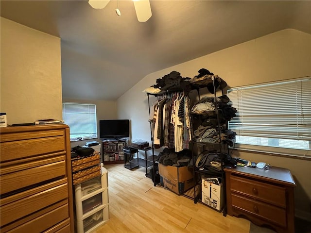 1022-1024 S Trenton Ave, Regent Square, PA 15221 - spacious closet with vaulted ceiling, light wood-style floors, and a ceiling fan
