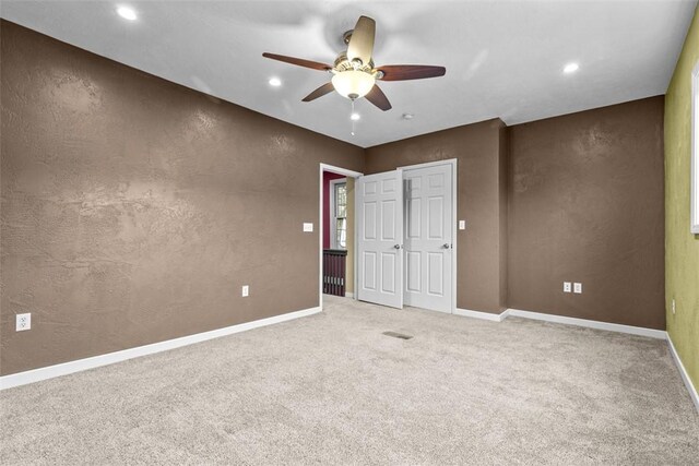 44 Pasadena St, Mt Washington, PA 15211 - unfurnished bedroom featuring carpet, recessed lighting, baseboards, a textured wall, and ceiling fan
