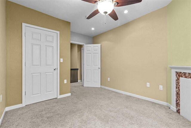 44 Pasadena St, Mt Washington, PA 15211 - unfurnished bedroom with carpet flooring, recessed lighting, baseboards, and ceiling fan