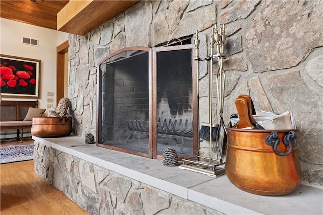 428 Jefferson School Rd, Cook Twp, PA 15658 - detailed view of wood finished floors and a fireplace with raised hearth
