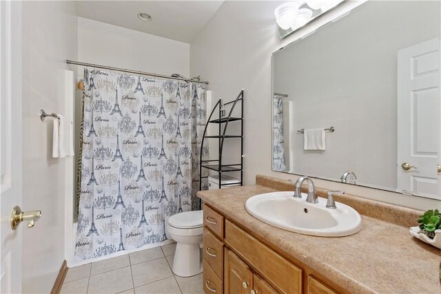 704 Park Ave, Rostraver, PA 15012 - bathroom with tile patterned flooring, vanity, toilet, and a shower with curtain