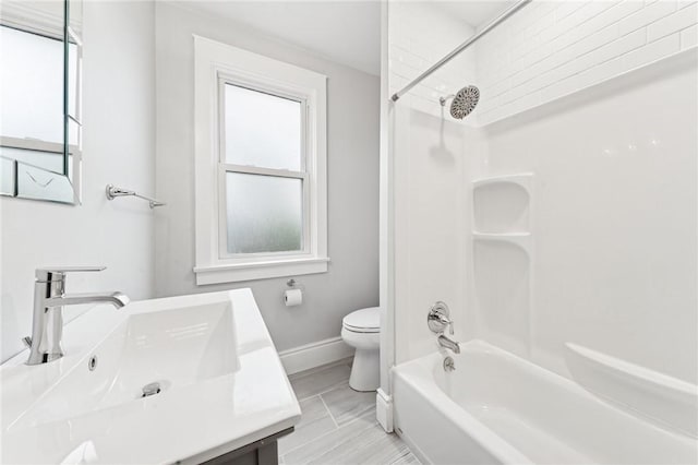 1110 Illinois Ave, Dormont, PA 15216 - bathroom featuring toilet, baseboards, vanity, and  shower combination