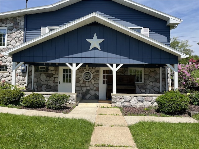 100 Rohaley Ln, Menallen Twp, PA 15480 - view of front of property with stone siding and covered porch