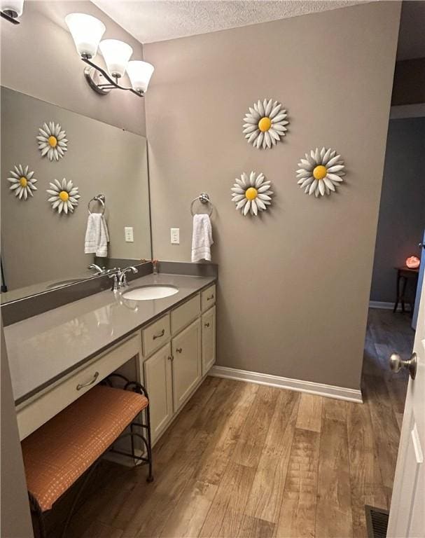 127 Benton, Canonsburg, PA 15317 - bathroom with wood finished floors, vanity, baseboards, and a textured ceiling