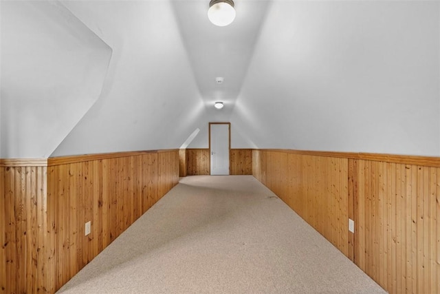 1 Robin Rd, Squirrel Hill, PA 15217 - additional living space featuring wood walls, lofted ceiling, wainscoting, and carpet