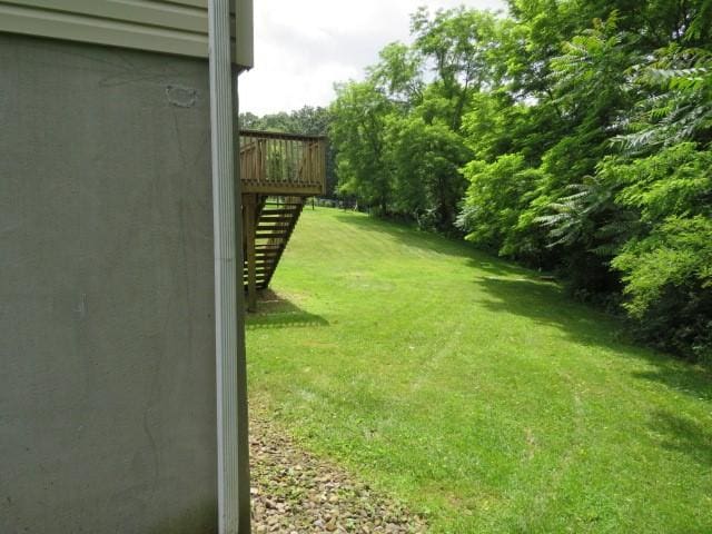 280 Evans Rd, Jackson Twp, PA 16063 - view of grassy yard with stairs and a deck
