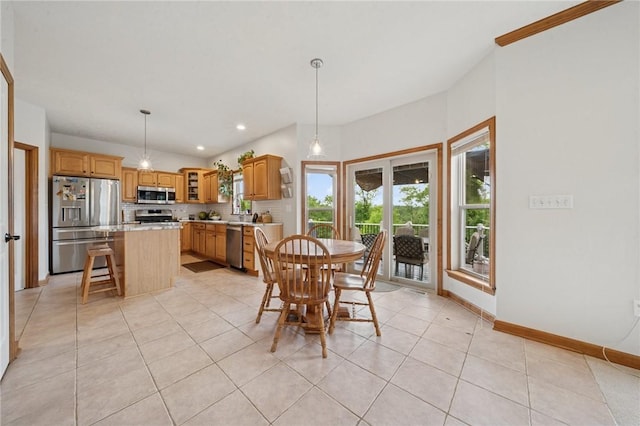 1016 Noble Pine Ct, Trafford, PA 15085 - dining space featuring light tile patterned floors, baseboards, and recessed lighting