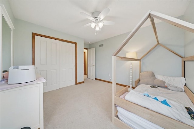 1016 Noble Pine Ct, Trafford, PA 15085 - bedroom featuring light carpet, a closet, ceiling fan, and baseboards
