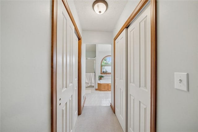 1016 Noble Pine Ct, Trafford, PA 15085 - hall with a textured ceiling and light colored carpet
