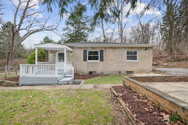 600 Camp Meeting Rd, Leet Twp, PA 15143 - view of front of home with crawl space and a wooden deck