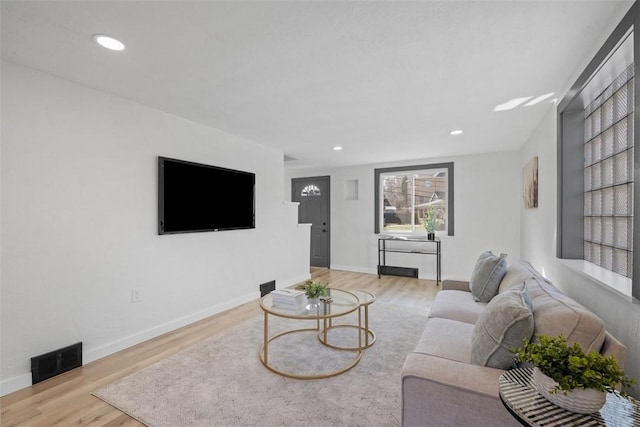 2874 Midland St, Brookline, PA 15226 - living room featuring wood finished floors, recessed lighting, and baseboards