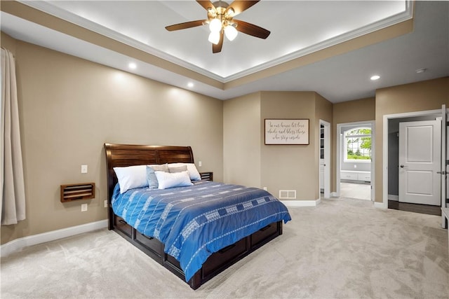 1272 Mcewen Rd, Cecil, PA 15317 - bedroom featuring carpet floors, baseboards, recessed lighting, a raised ceiling, and a ceiling fan