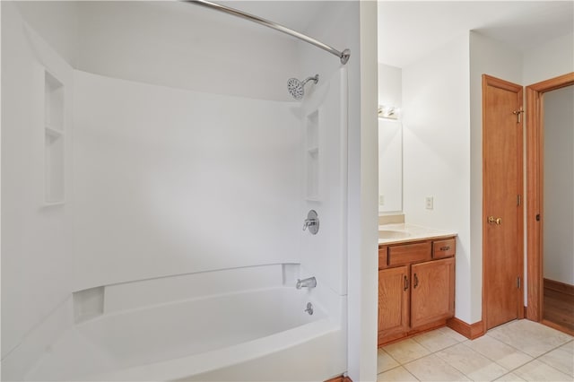 406 Maple Dr, Irwin, PA 15617 - full bathroom with tub / shower combination, vanity, and tile patterned floors