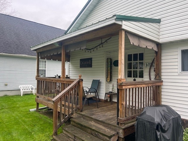 11863 Lakeview, Conneaut Lake Cra, PA 16316 - wooden terrace with a lawn and area for grilling