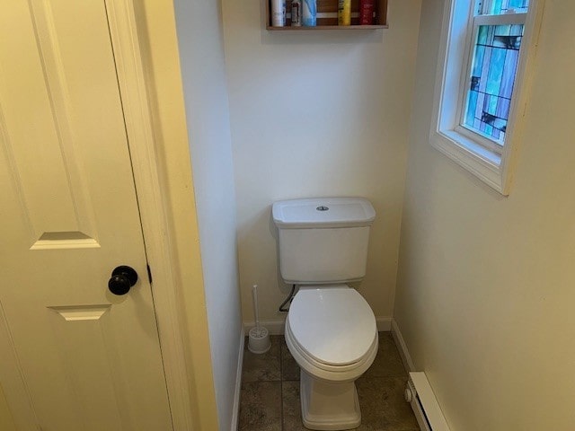 11863 Lakeview, Conneaut Lake Cra, PA 16316 - bathroom with toilet, tile patterned flooring, baseboards, and a baseboard heating unit