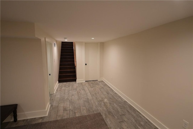 102 Green Vista Dr, Ohio Twp, PA 15237 - finished basement featuring wood finished floors, stairway, and recessed lighting