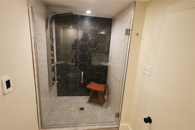 102 Green Vista Dr, Ohio Twp, PA 15237 - bathroom featuring a stall shower, recessed lighting, and tile patterned floors